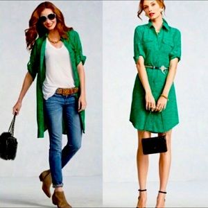 CAbi emerald green shirt dress - button down - Size Large